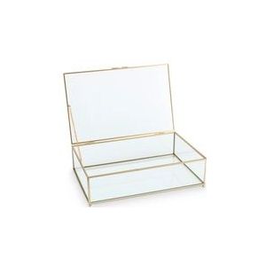 vtwonen Glazen Opbergdoos Vitrine - Goud 21 x 33 x 9 cm.