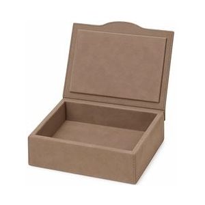 Trinket Box Giobagnara Luna Rectangular Small Calfskin Suede Smoke