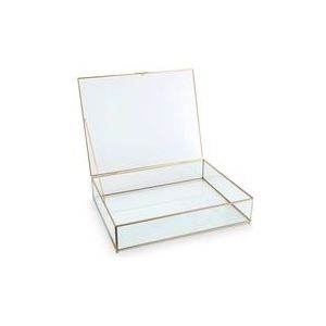 Opbergbox VT Wonen Glass with Metal Golden Frame 42 x 33 x 9 cm