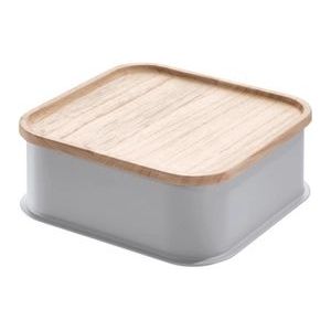 Opbergbox iDesign Medium Met Deksel Grijs (21 x 21 cm)