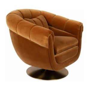 Dutchbone - Member - Fauteuil - Groen - Fluweel - Draaibare Voet