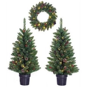 Kunstkerstboom Set Black Box Trees Creston Green 90 cm LED (Set van 3)