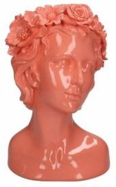 HD Living - Lady Flowers - Vaas - Roze - Polystone - 19 x 18 x 29 cm