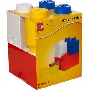 Opbergbox LEGO Brick Set Rood Wit Blauw Geel (4-Delig)