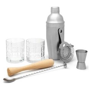 Leopold Vienna - Cocktailset 7-delig (cocktailshaker, jigger, stamper, barlepel, glazen) cadeau giftset