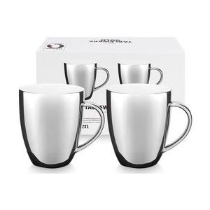 Mok VT Wonen With Ear White Silver 250 ml (Set van 2)