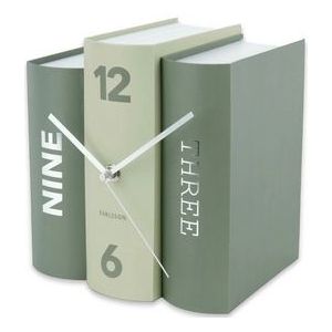 Klok Karlsson Table Clock Book Green Tones Paper 20 x 15 cm