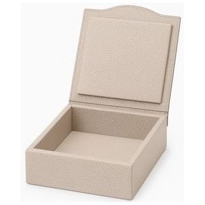 Trinket Box Giobagnara Luna Square Small Printed Calfskin Golf Light Grey