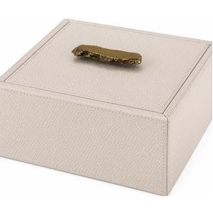 Trinket Box Giobagnara Ambra Square Large Printed Calfskin Golf Stone