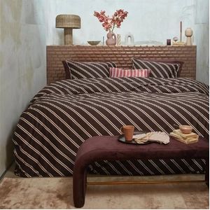 Dekbedovertrek VT Wonen Diagonal Dark Red Satijn-240 x 200 / 220 cm | Lits-Jumeaux