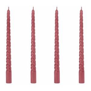 Riverdale - Dinerkaarsen - oud roze Gedraaide kaarsen set van 4 Roze