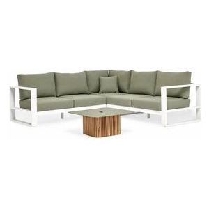 Loungeset Suns Savona Hoekopstelling Open Matt White / Forest Green (4-delig)