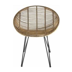 Villa Collection - Soe Stoel - Nature - Rattan - Zwart Metalen Frame