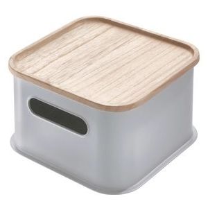 Opbergbox iDesign Medium Met Handvat En Deksel Grijs (21 x 21 cm)