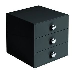 Opbergbox iDesign Drawers met 3 Laden Zwart (16,5 x 17,8 x 16,5 cm)