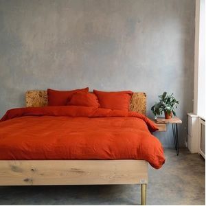 Dekbedovertrek Kayori Nikko Rood Linnen-200 x 200 / 220 cm | 2-Persoons