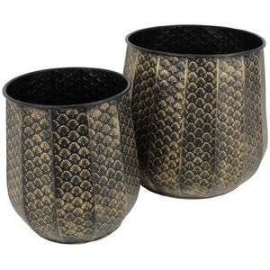 Bloempot HD Living Black 35 x 35 x 32,5 cm (2-Delig)