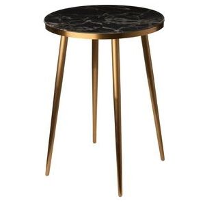 Side Table POLSPOTTEN Marble Look Black Gold Feet