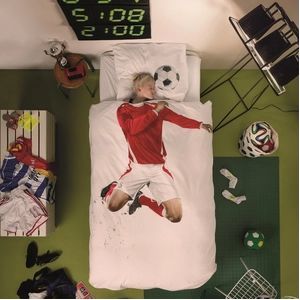 Dekbedovertrek SNURK Soccer Red Percal-240 x 200 / 220 cm | Lits-Jumeaux