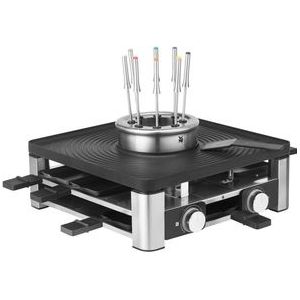 WMF Raclette Grill Fondue Gourmet Station 8 Personen Verlichting Lumero 1800W - Gourmetstel - Zilver - Zwart