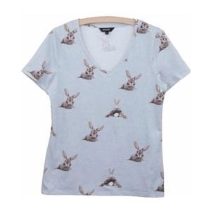 V-neck T-shirt SNURK Women Bunny Bums Grey-L