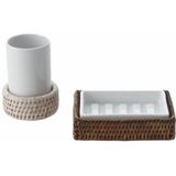 Decor Walther - Basket - Zeephouder - Donker Rattan - Porselein Wit