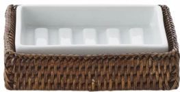 Decor Walther - Basket - Zeephouder - Donker Rattan - Porselein Wit