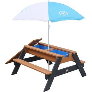 AXI Nick Zand & Water Picknicktafel Antraciet/bruin Limited - Parasol Blauw/wit