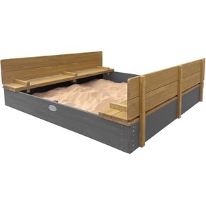 AXI Ella XXL Zandbak - Grijs/Bruin - FSC Hout - Met Zitbankjes en Deksel