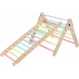 KateHaa Houten Klimdriehoek met Ladder Pastel - Klimrek - Houten Montessori Speelgoed