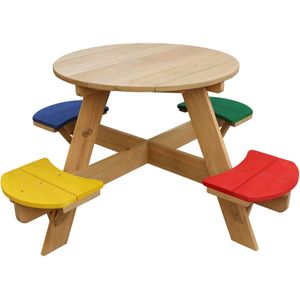 AXI - UFO Picknicktafel - Rond - Regenboog Kleuren - Hout