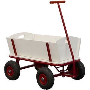 Sunny Billy Beach Wagon Bolderkar Rood - Blank hout - Bolderwagen met luchtbanden - 94x61x97cm