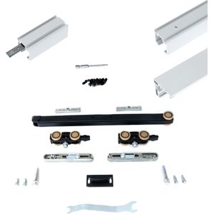 Xperta set 6m rail - Wit - vloerplint - Enkele deur - Dubbel soft - inbouw manual fix