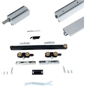 Xperta set 3m rail - alu - wand z. vloerpl. - Enkele deur - Dubbele softclose - inbouw auto fix
