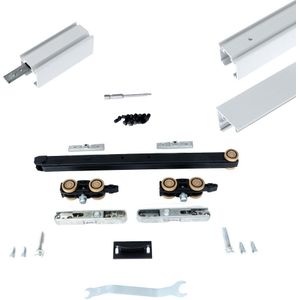 Xperta set 2m rail - Wit - wand z. vloerpl. - Enkele deur - Dubbele softclose - inbouw auto fix