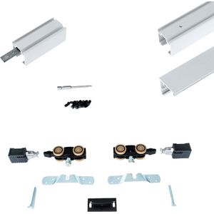 Xperta set 6m rail - Wit - wand z. vloerpl. - Dubbele deur - opbouw