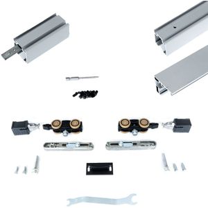 Xperta set 4m rail - alu - vloerplint - Enkele deur - inbouw manual fix