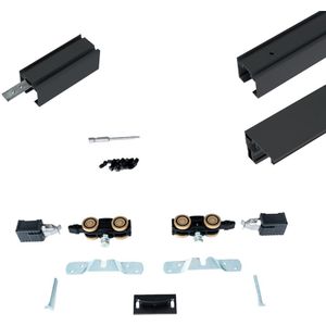 Xperta set 2m rail - Zwart - vloerplint - Enkele deur - opbouw
