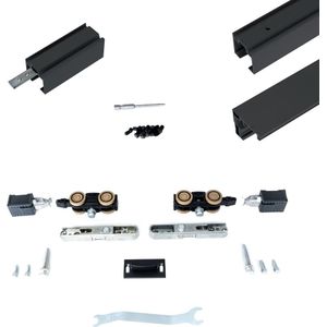 Xperta set 6m rail - Zwart - vloerplint - Enkele deur - inbouw auto fix