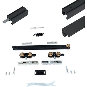 Xperta set 6m rail - Zwart - vloerplint - Enkele deur - Dubbel soft - inbouw auto fix