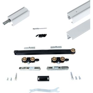 Xperta set 4m rail - Wit - wand z. vloerpl. - Enkele deur - Dubbele softclose - inbouw manual fix
