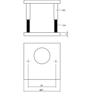 Rondcilinderrozetten verdekt 50x50x5mm structuur zwart