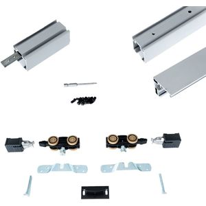 Xperta set 2m rail - alu - vloerplint - Enkele deur - opbouw