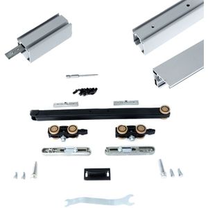 Xperta set 3m rail - alu - wand z. vloerpl. - Enkele deur - Dubbele softclose - inbouw manual fix