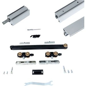 Xperta set 2m rail - alu - vloerplint - Enkele deur - inbouw auto fix