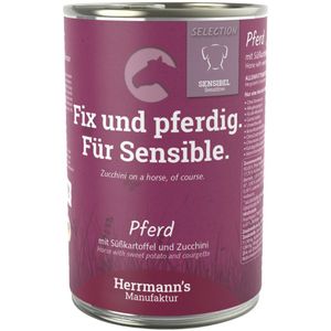 Herrmann's Selection Sensibel / Sensitiv 400g Dose Hundenassfutter Sparpaket 24 x 400g Pferd mit Süßkartoffeln, Zucchini & Borretschöl