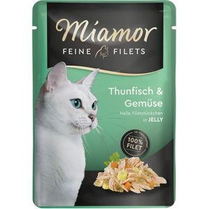 Miamor Feine Filets in Jelly 100g Frischebeutel Katzennassfutter 24 x 100 Gramm Thunfisch & Gemüse