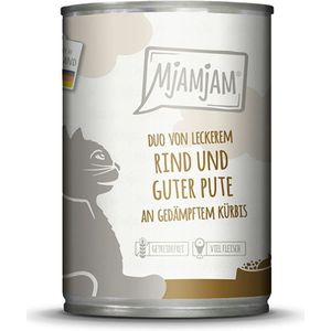MjAMjAM – DUO 400g MjAMjAM Katze Sparpaket 12x400g DUO Rind und Pute mit Kürbis