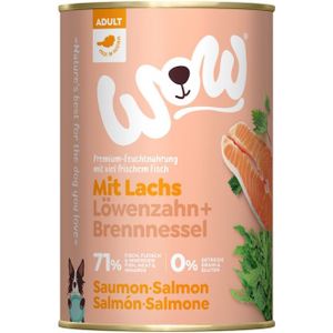WOW Adult 400g Dose Hundenassfutter Sparpaket 12 x 400 Gramm Lachs mit Tomaten