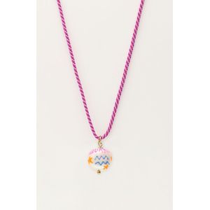 Zodiac paarse koord ketting met zoetwaterparel